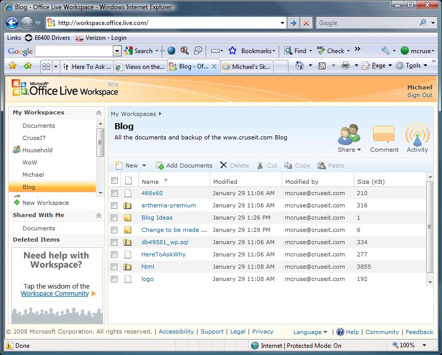 Microsoft Office Live Workspace Image