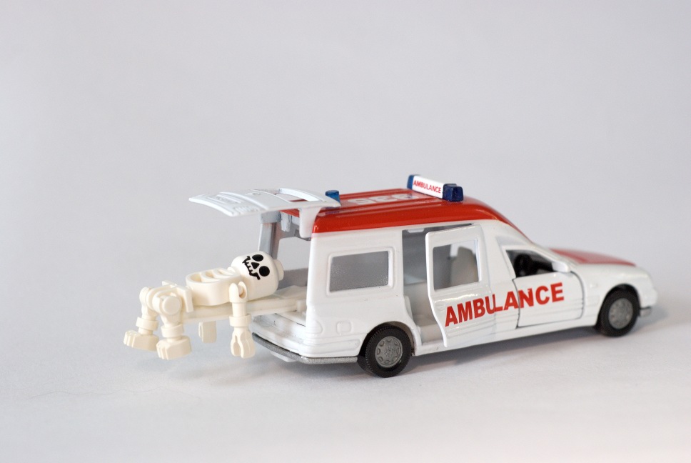Toy ambulance with skeleton